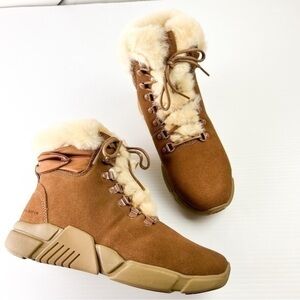 Mark Nason Boots women 6.5 Brown Block Chalet Sheep Shearling Memory Foam Winter